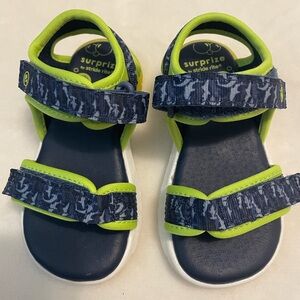 Stride Rite Navy Blue and Lime Green Kids Sandals